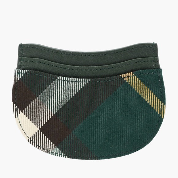 NWT 🐎 Burberry Ivy Green Multi Plaid Rocking Horse Check Leather Card Holder | - Picture 1 of 14